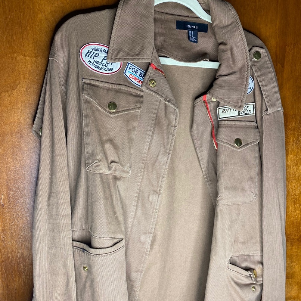 forever 21 brown patch work jacket